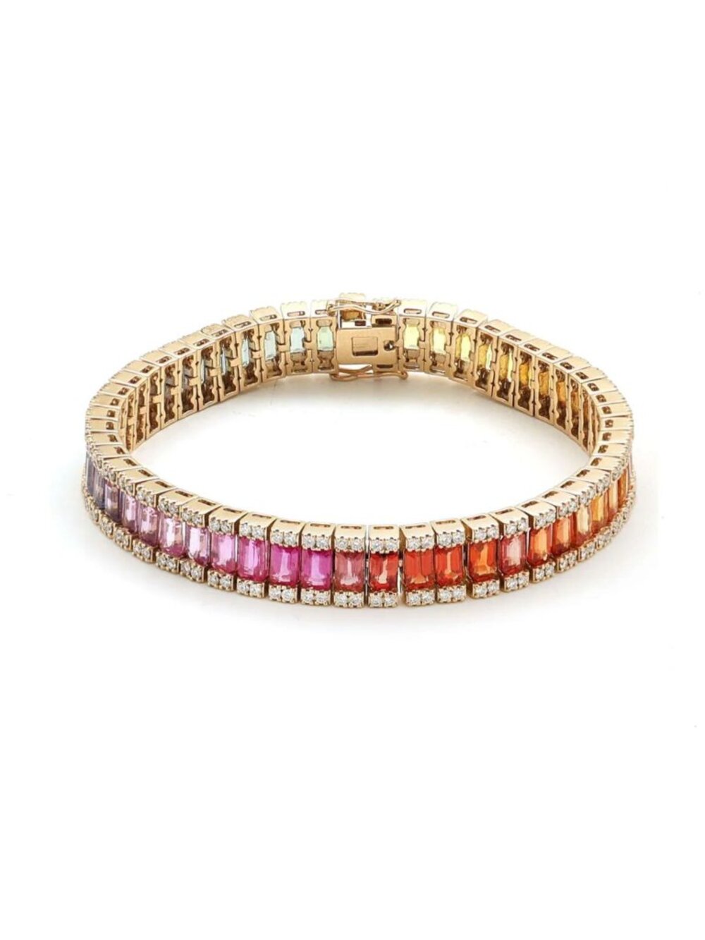Radiant Spectrum 14K (Custom) Yellow Gold Multi-Gemstone & Diamond Bracelet